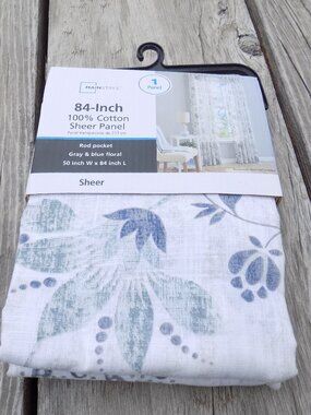 SHEER CURTAINS 100 % COTTON  MAINSTAIN NEW UN OPEN 84IN Single Panel *